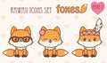 Kawaii foxes icons set. Part 1 Royalty Free Stock Photo