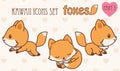 Kawaii foxes icons set. Part 3 Royalty Free Stock Photo