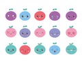 Kawaii fruits with adorable facial expression cartoon collection