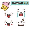 Kawaii funny minimalistic emojis isolated cartoon vector illustrations set