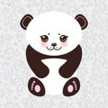 Kawaii funny panda white muzzle with pink cheeks