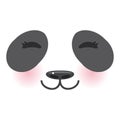 Kawaii funny panda white muzzle with pink cheeks and big black eyes on white background. Vector