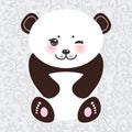 Kawaii funny panda white muzzle with pink cheeks
