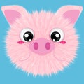 Kawaii Furry Pig Head Illustration