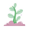 Kawaii gardening cartoon growing plant soil Royalty Free Stock Photo