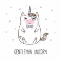 Kawaii gentleman unicorn Royalty Free Stock Photo