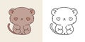 Kawaii Gerbil for Coloring Page and Illustration. Adorable Clip Art Baby Pet. Cute Vector Illustration of a Kawaii