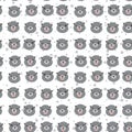 Kawaii grey otters head. Funny Seamless pattern, white background. Kawaii. Vector illustration