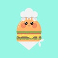 Kawaii hamburger with chef hat