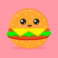 Kawaii hamburger Cute fast food character