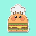 Kawaii hamburger sticker