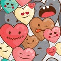 Kawaii hearts seamless pattern