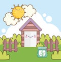 kawaii house meadow Royalty Free Stock Photo