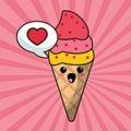 Kawaii ice cream bubble speech image