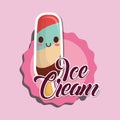 Kawaii ice cream icon Royalty Free Stock Photo