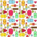 Kawaii ice cream pattern