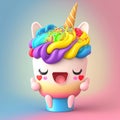 Kawaii ice cream unicorn with big mouth