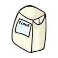 Kawaii kitchen flour for baking. Hand drawn illustration