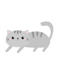 Kawaii kitten. Frightened cat arch back. Gray contour silhouette. Cute cartoon character. Funny animal. Happy Halloween. Sticker Royalty Free Stock Photo
