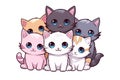 kawaii Kittens sticker image, in the style of kawaii art, meme art, animated gifs isolated white background