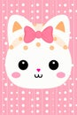 kawaii kitty wallpaper with pink polka dots