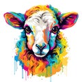 Kawaii lamb. Cute happy sheep in vector pop art style