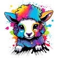 Kawaii lamb. Cute happy sheep in vector pop art style