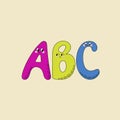 Kawaii letters. Cute cartoon alphabet. Back to school. Vector