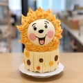 Kawaii Lion Gelato Face Cake - Playful Character Design In Disney Animation Style
