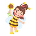 vector kawaii little bee girl cartoon illustration isolated Royalty Free Stock Photo