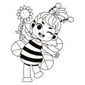 vector kawaii little bee girl cartoon illustration isolated Royalty Free Stock Photo