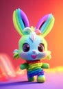 Kawaii little bunny with big pink eyes Royalty Free Stock Photo