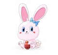 Kawaii little Easter bunny with Easter egg