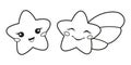 Kawaii little stars coloring page. Outline cartoon illustration