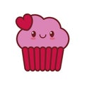 kawaii love cup cake heart valentine Royalty Free Stock Photo