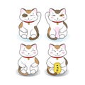 Kawaii Maneki-Neko lucky cats set of four