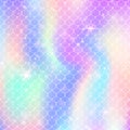 Kawaii mermaid background with princess rainbow scales pattern.