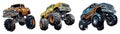 kawaii Monster Truck Jumping Illustration, Truck, Extreme Vehicle sticker Royalty Free Stock Photo