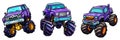 kawaii Monster Truck Jumping Illustration, Truck, Extreme Vehicle sticker Royalty Free Stock Photo