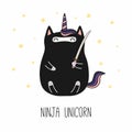 Kawaii ninja unicorn Royalty Free Stock Photo