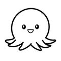 Kawaii octopus vector linear illustration Royalty Free Stock Photo
