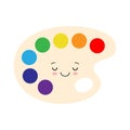 Kawaii Paint Palette Illustration. Cute and Happy School Supplies designed in cartoon style. Back to school elements for