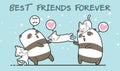 Kawaii panda and cat characters are loving our friendship Royalty Free Stock Photo