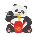 Kawaii panda eating chinese noodles