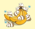 Kawaii pandas are loving banana