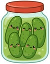 Kawaii Pickles in a Jar Royalty Free Stock Photo