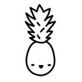 Kawaii pineapple vector linear illustration