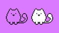 Kawaii pixel kitty. Cute fat anime cat with fluffy tail