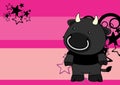 Kawaii plush cute black bull cartoon background