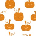 Kawaii pumkins pattern, orange and green.